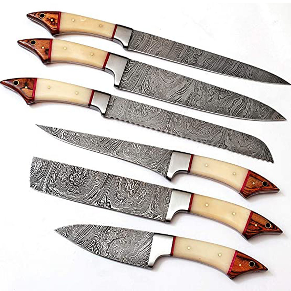 6 PCS Bone Handle Damascus Chef Knife Set