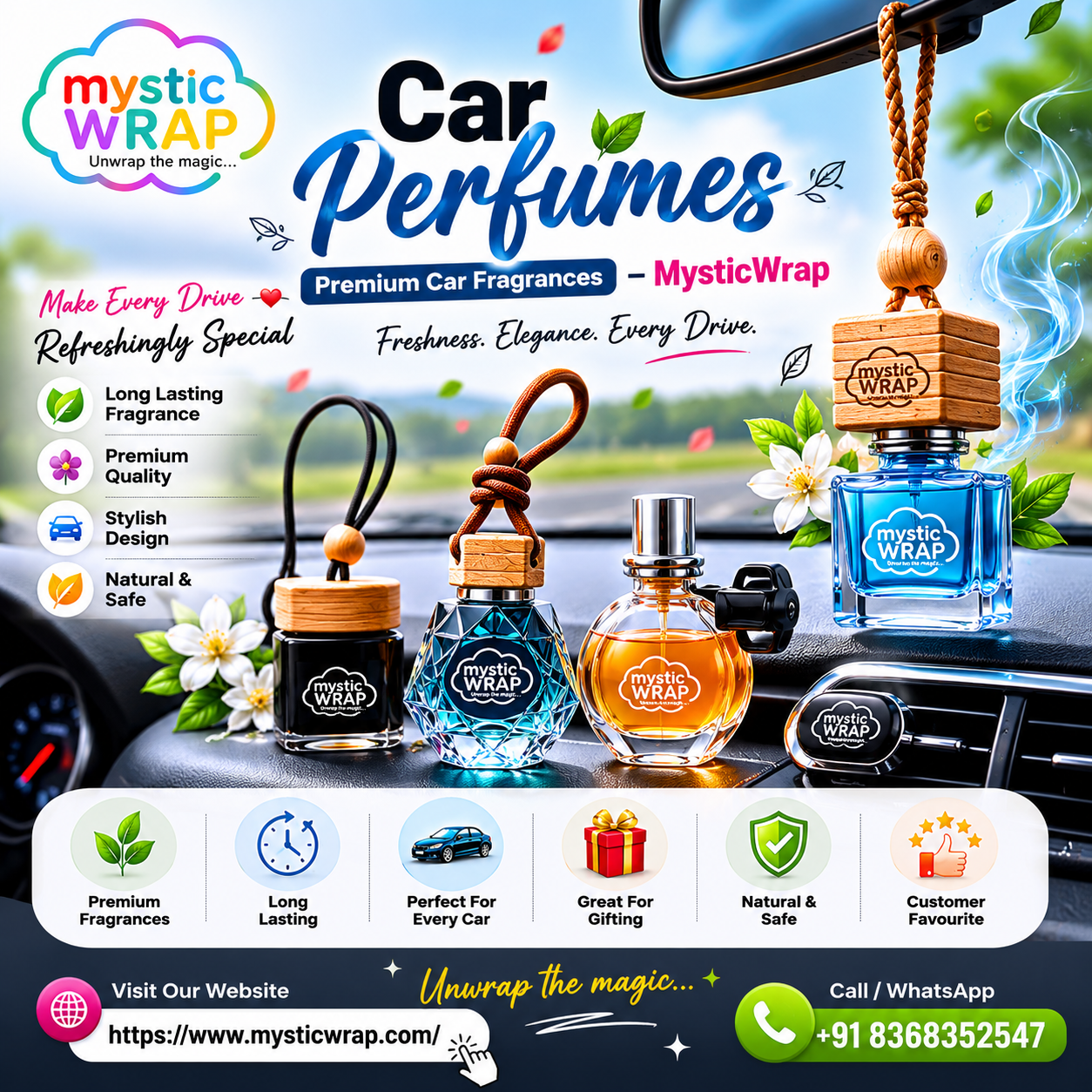 Discover Premium Car Perfumes & Air Fresheners by MysticWrap