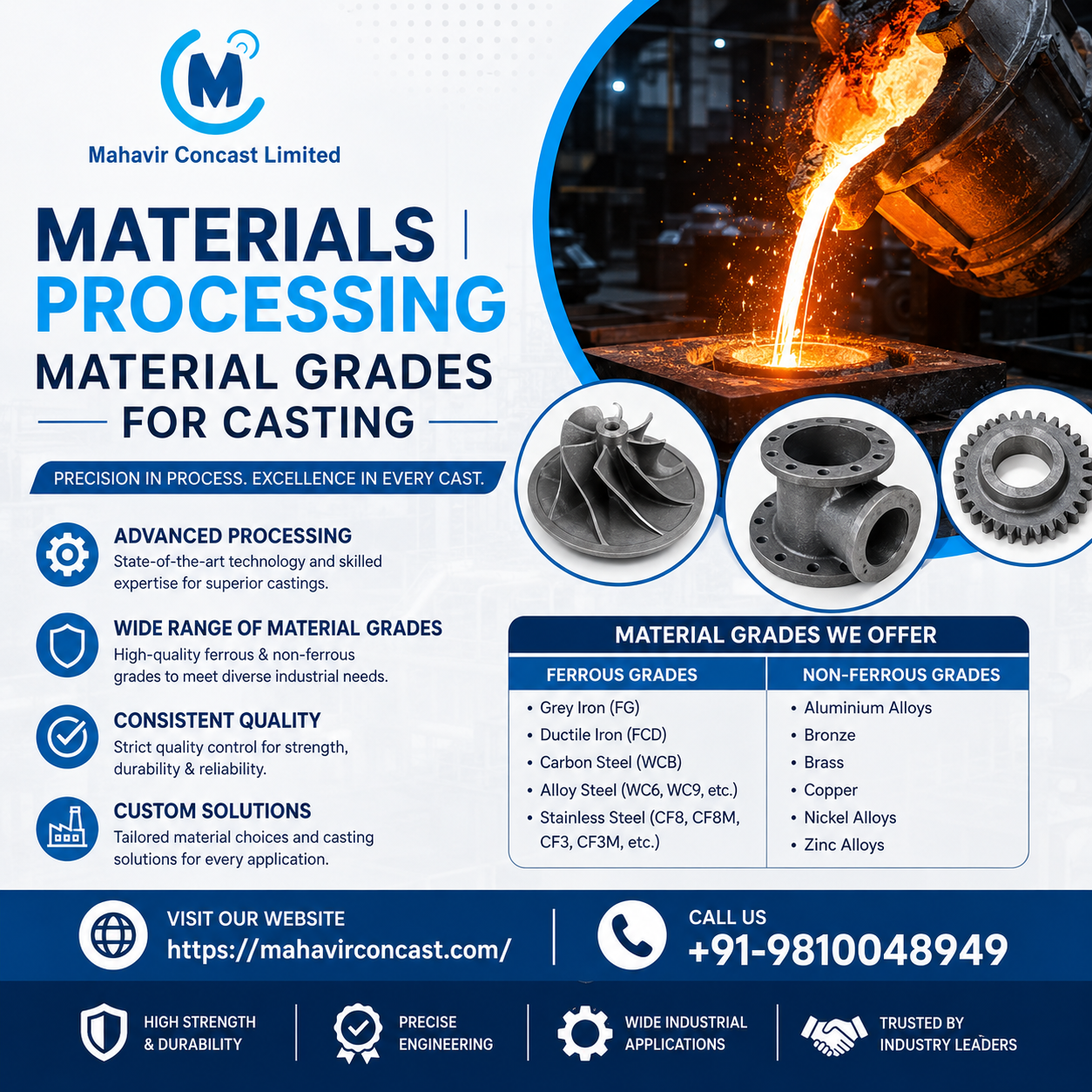 casting materials, forging ingots, alloy steel casting, stainless steel casting, S.G. iron, plain carbon steel, heavy engineering castings, Materials Processing, Material grades for casting