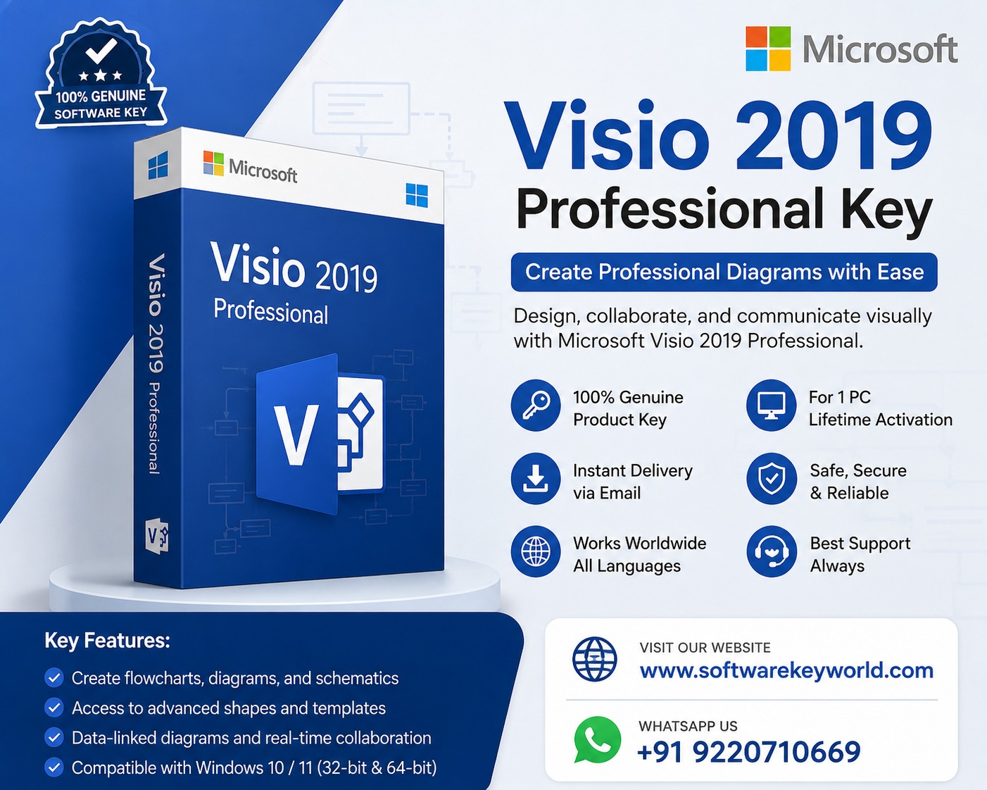 Microsoft Visio 2019 Professional Key – Genuine Lifetime License | SoftwareKeyWorld